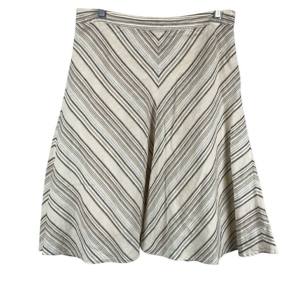 Banana Republic LINEN Vintage Y2K Chevron Striped Midi Skirt 4